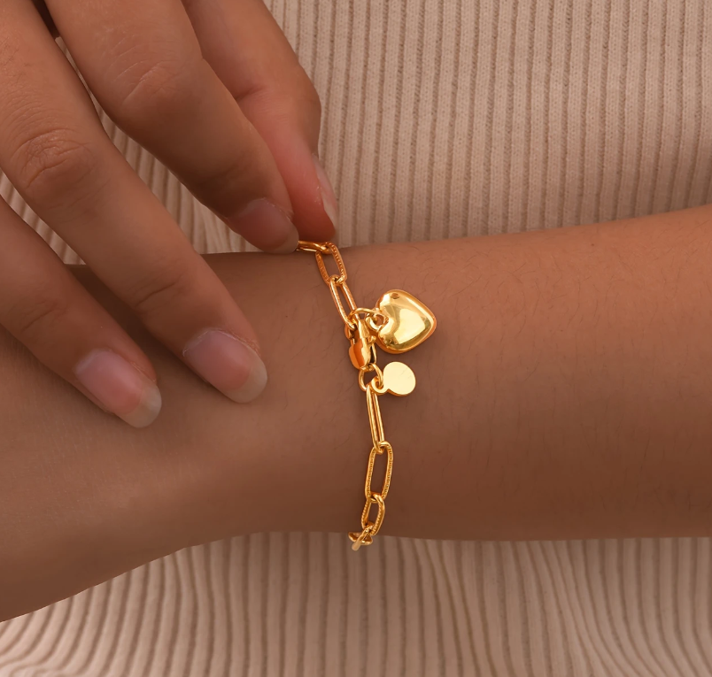 Collar + pulsera de corazón