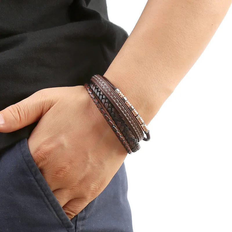 Pulsera cuero con bloques